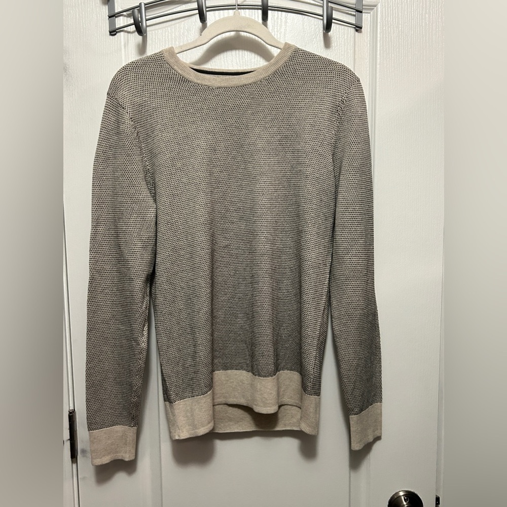 Old Navy Mens Small Crewneck Sweater NWT Beige Black Dot Knit Pullover‎